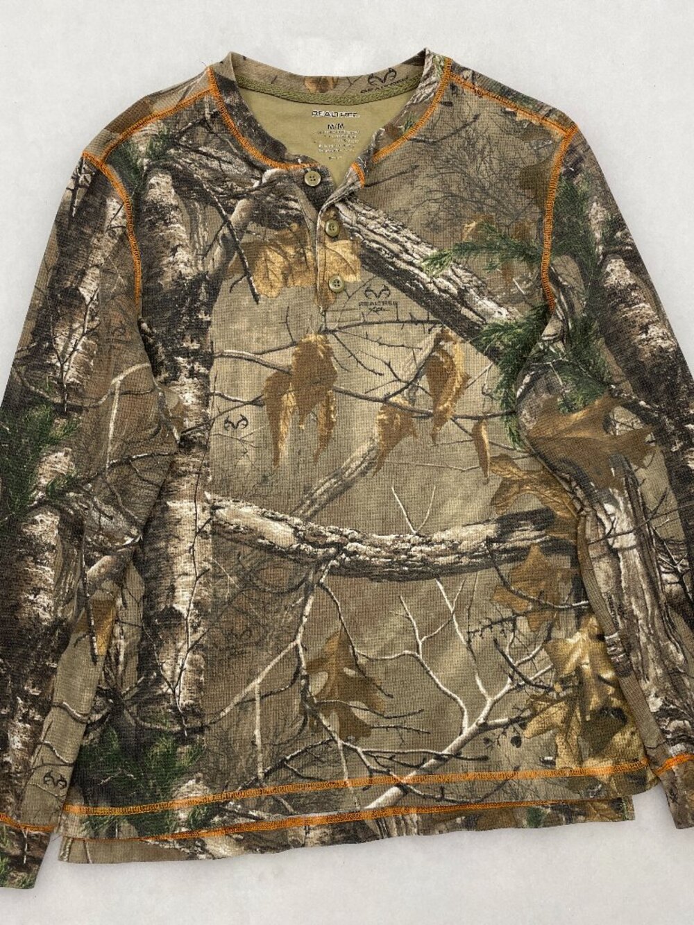Realtree Xtra Camo Thermal Henley Hunting Camouflage Tactical  Shirt Mens Medium